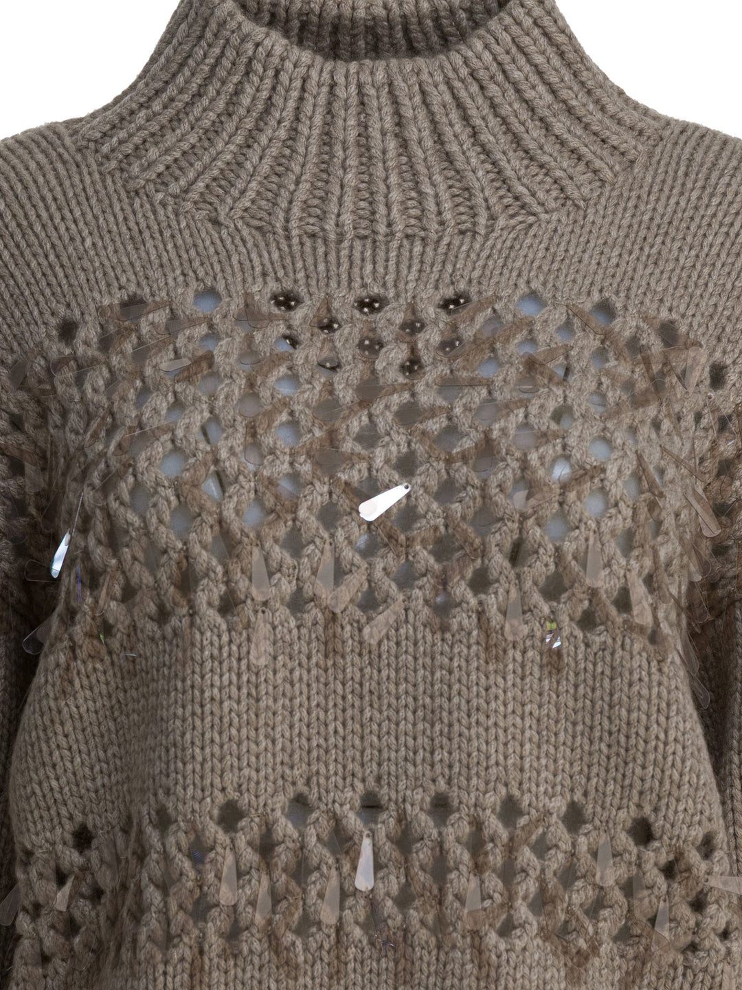 Brunello Cucinelli Embellished Cashmere Crewneck Sweater Knitwear - Brown | 7da409e752ad150b47d776befbb99764faf9fdf9