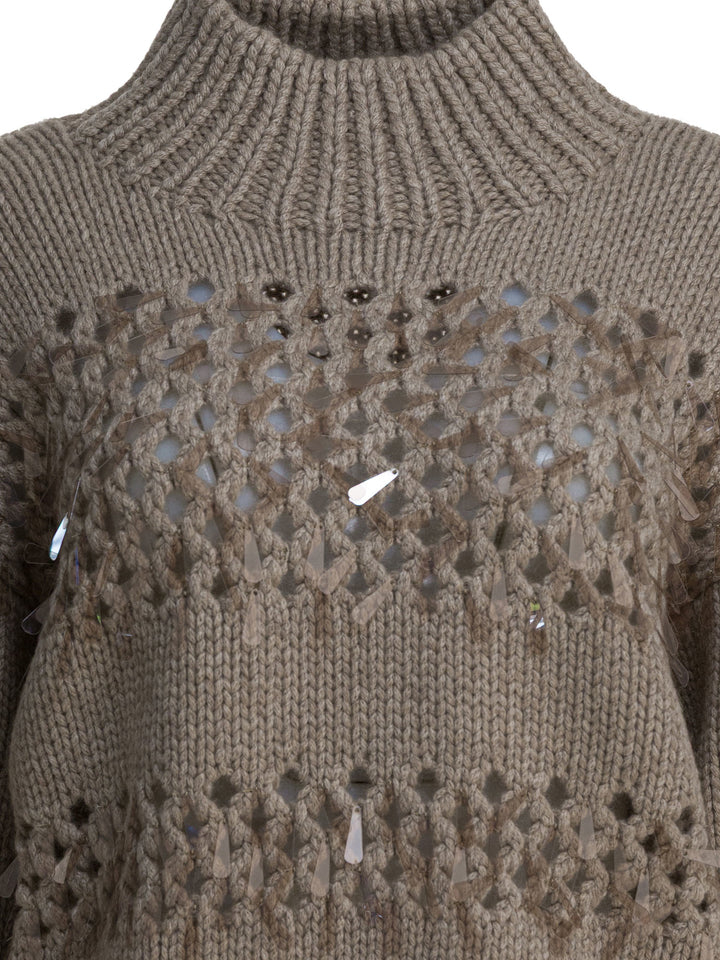 Brunello Cucinelli Embellished Cashmere Crewneck Sweater Knitwear - Brown | 7da409e752ad150b47d776befbb99764faf9fdf9