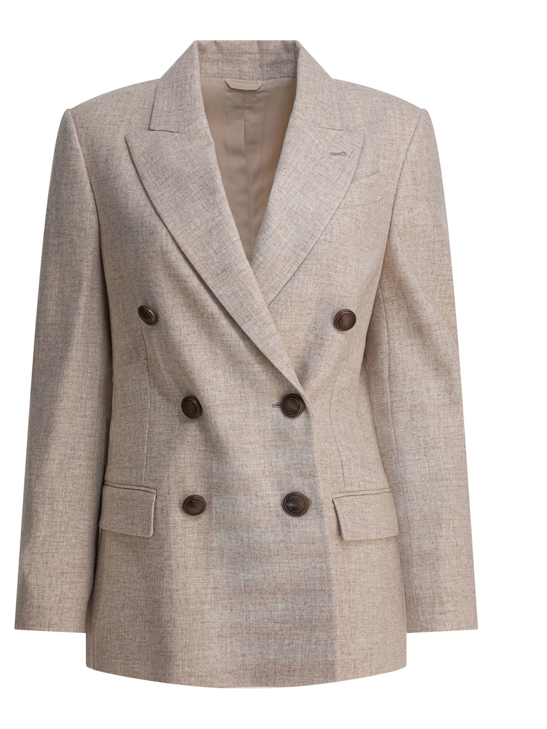 Brunello Cucinelli Wool And Cashmere Twill Flannel Blazer Jackets and Coats - Beige | 471c65c0a213aeff588932bc26129410cbebe93d