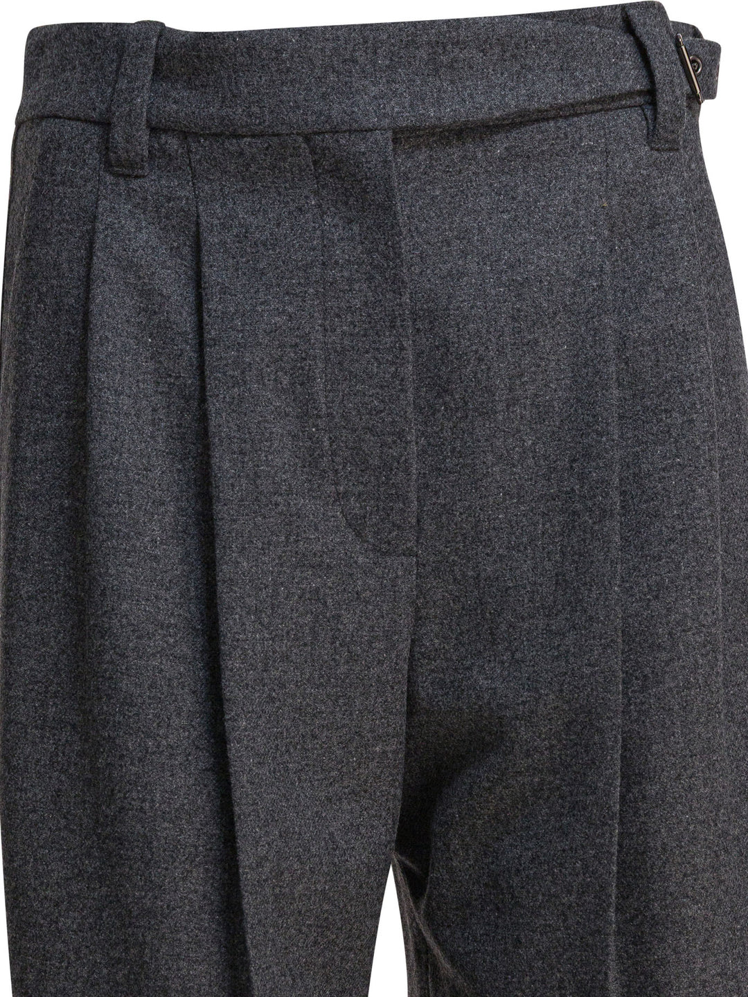 Brunello Cucinelli Wool Pants With Belt Trousers - Grey | 116191d53e58440503689aaf71dc0afaaafdc59a