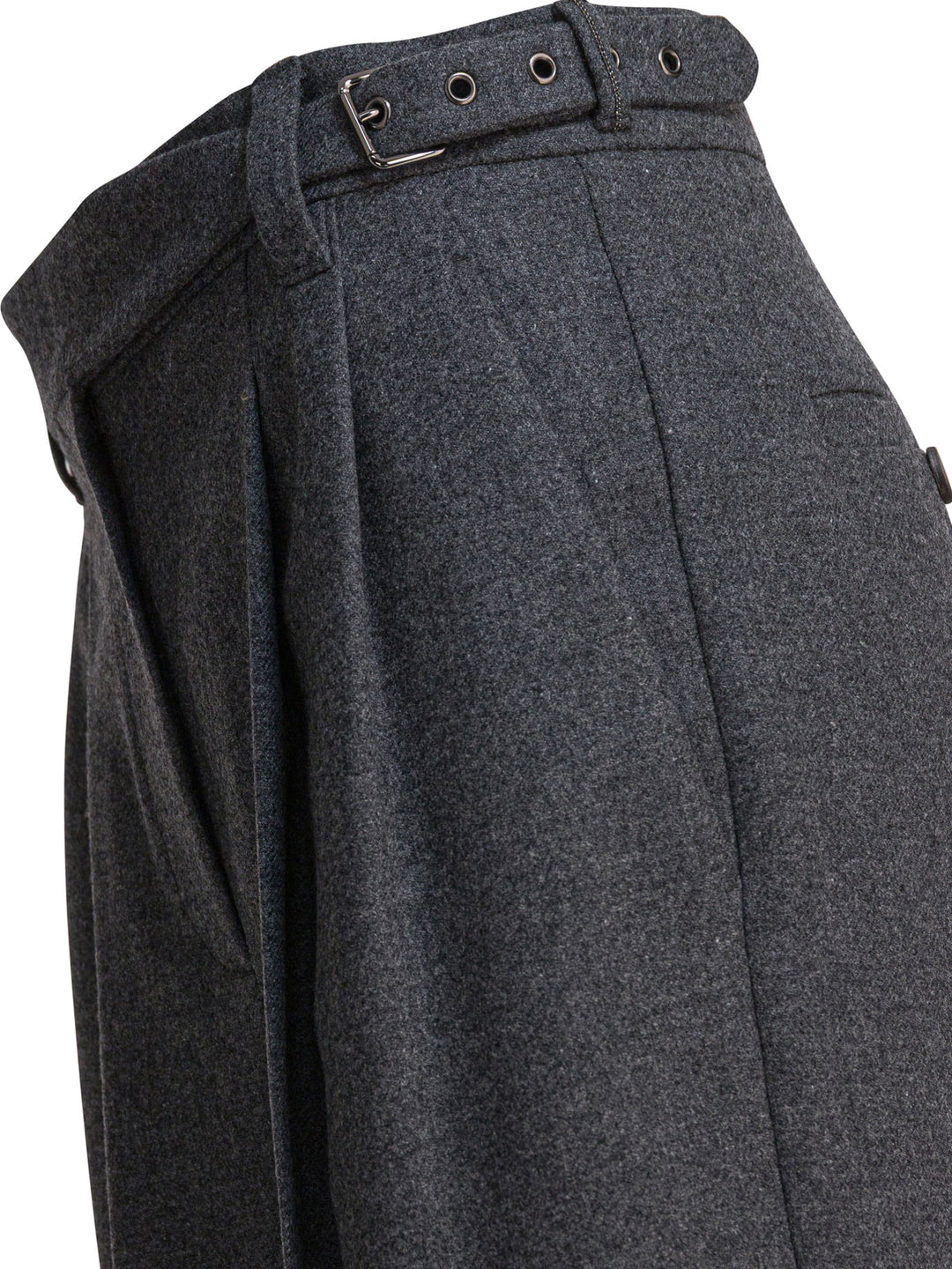 Brunello Cucinelli Wool Pants With Belt Trousers - Grey | f736cd4b7c0d74b21c83f77109edb0175bb0c707