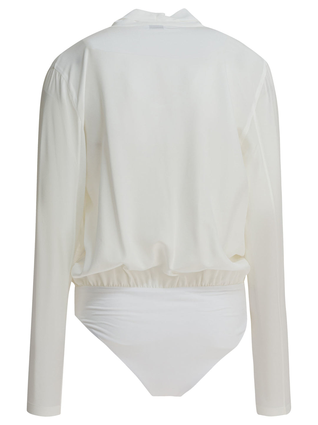 Brunello Cucinelli Silk Crepe De Chine Bodysuit Tops - White | 3c75963dab5d86650c1d26451cf69b6b0d9fa886