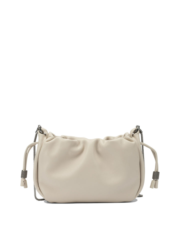 Brunello Cucinelli Bucket Mellow Crossbody Bags - Beige | 5dbb2122cd350437f4ebf1a1087b592860321457