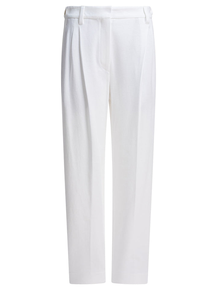 Brunello Cucinelli Baggy Cotton Tailored Pants Trousers - White | 7aeade8023f7e9102027b411ebe9cdbaf489b98d