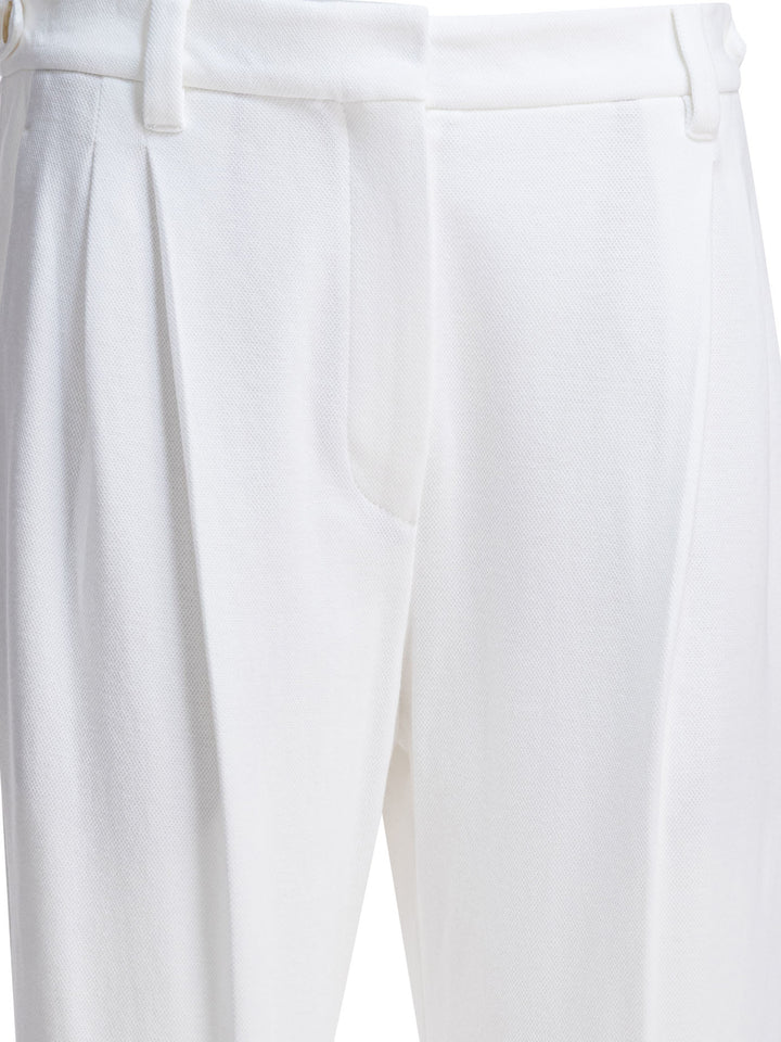 Brunello Cucinelli Baggy Cotton Tailored Pants Trousers - White | e1d7328c3370b2d63ddf466ff78fc7dcea32aae9