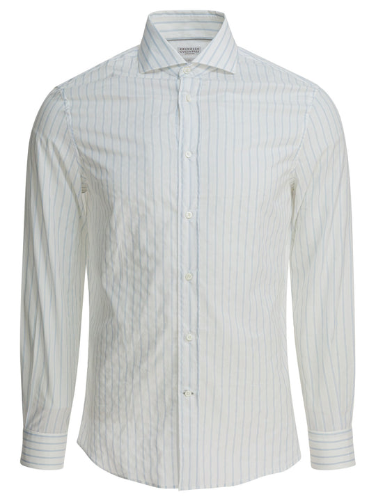 Cotton Striped Shirt Shirts White