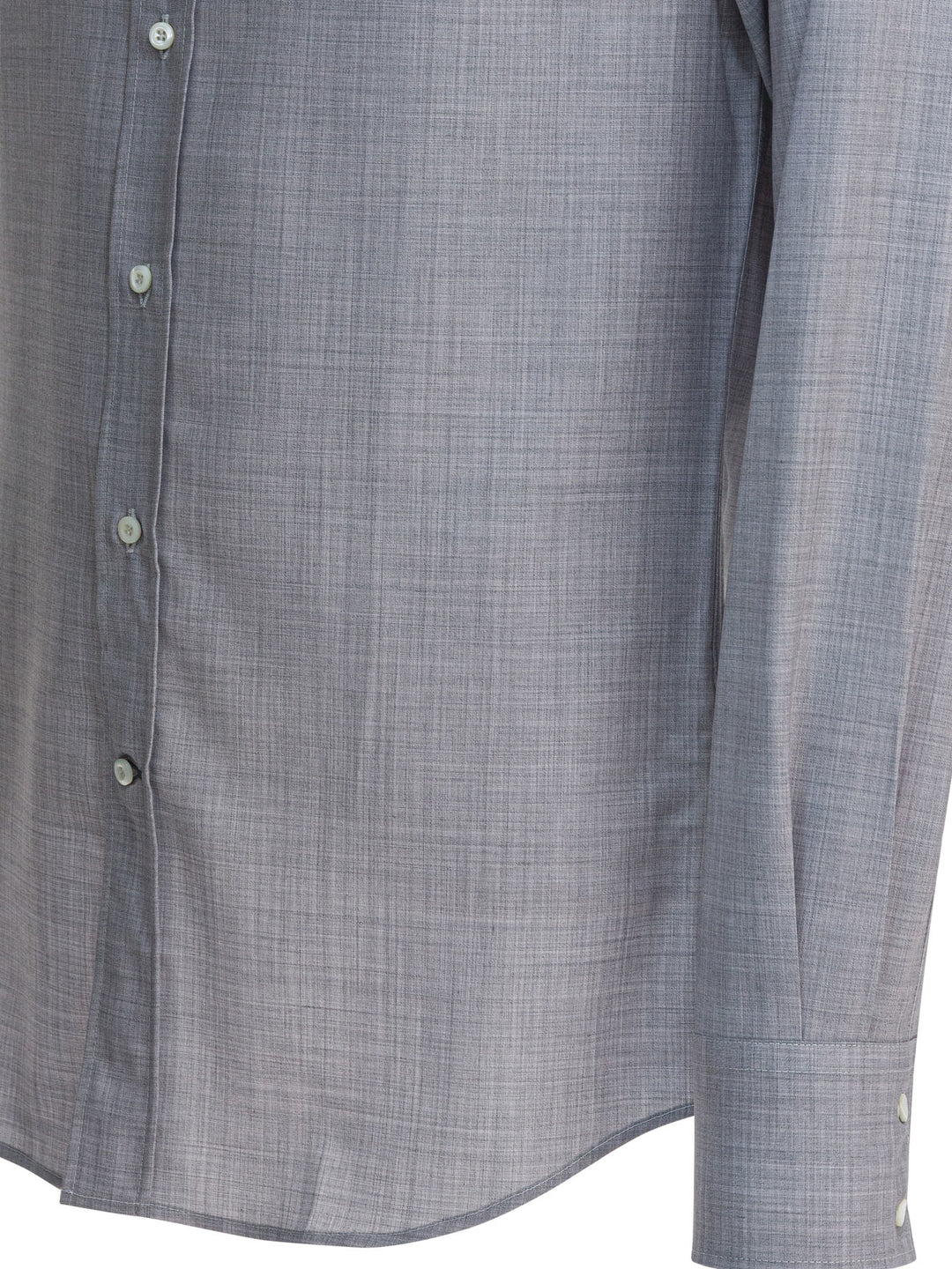 Brunello Cucinelli Virgin Wool Shirt Shirts - Grey | 64f67f390601ef953b111e568d135428111c0cb2