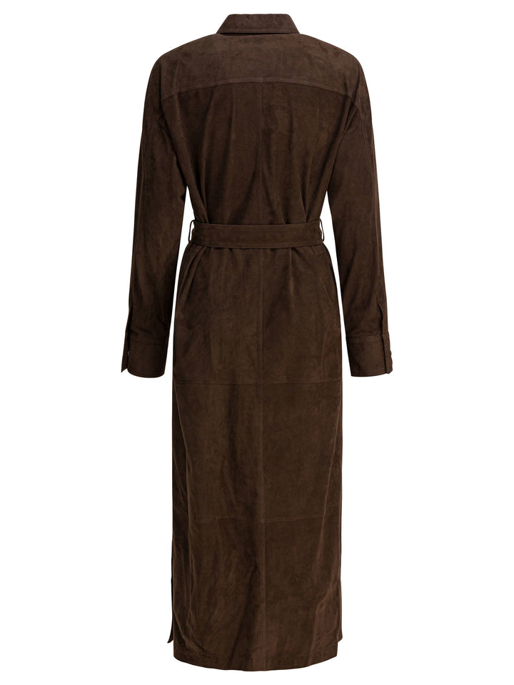 Brunello Cucinelli Chemisier Coat With Necklace Jackets and Coats - Brown | d5a23f86474dc2ad6d85fac7d6e883134fff1d88