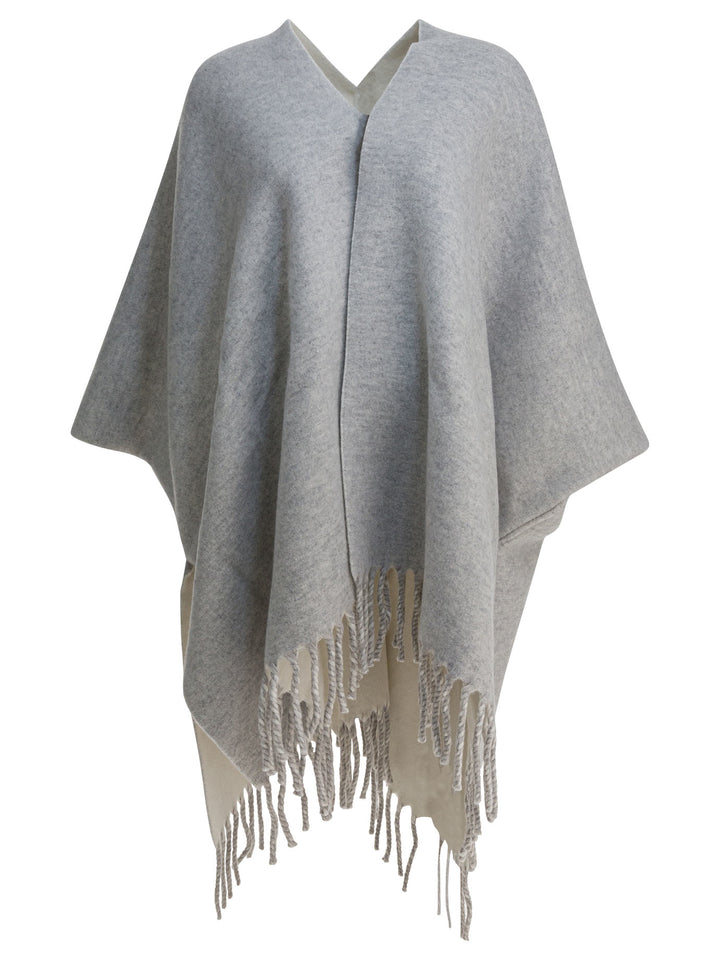 Brunello Cucinelli Reversible Wool And Cashmere Cape Jackets and Coats - Grey | c25fe2150151c01e25677d05b14b33181590a012