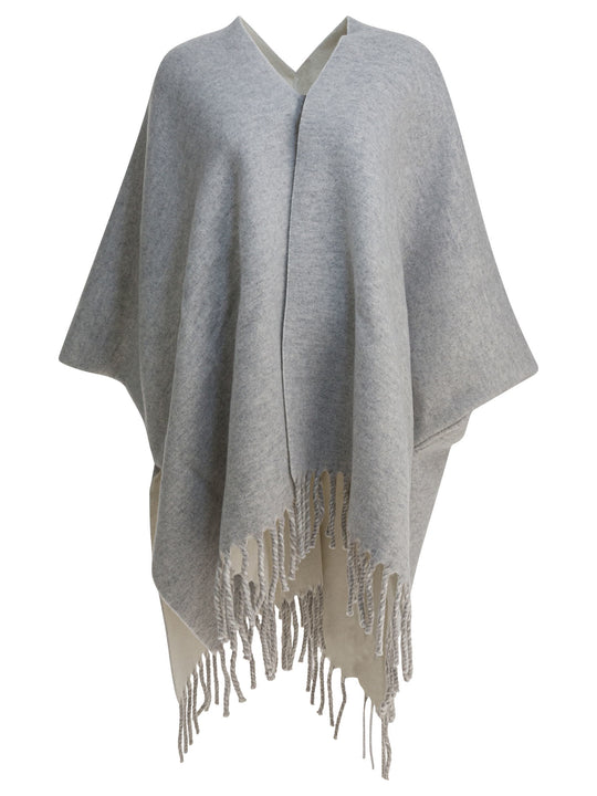Reversible Wool And Cashmere Cape Jackets And Coats Grey