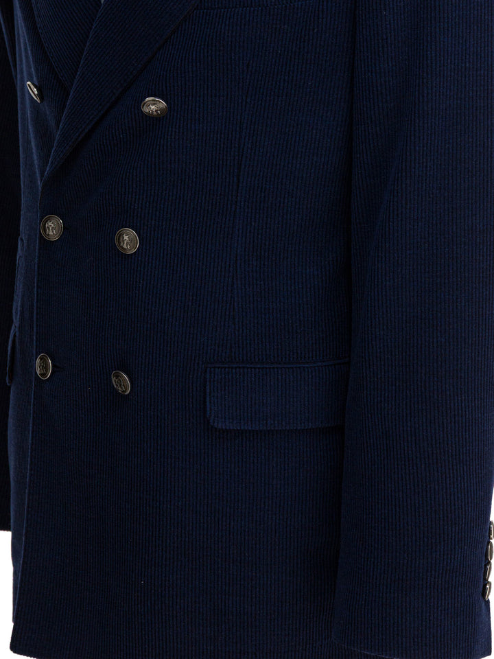 Brunello Cucinelli Wool, Silk And Cashmere Double-Breasted Blazer Jackets and Coats - Blue | 4b6b9ddab47411692d7af9d452399f16e5d29a3e