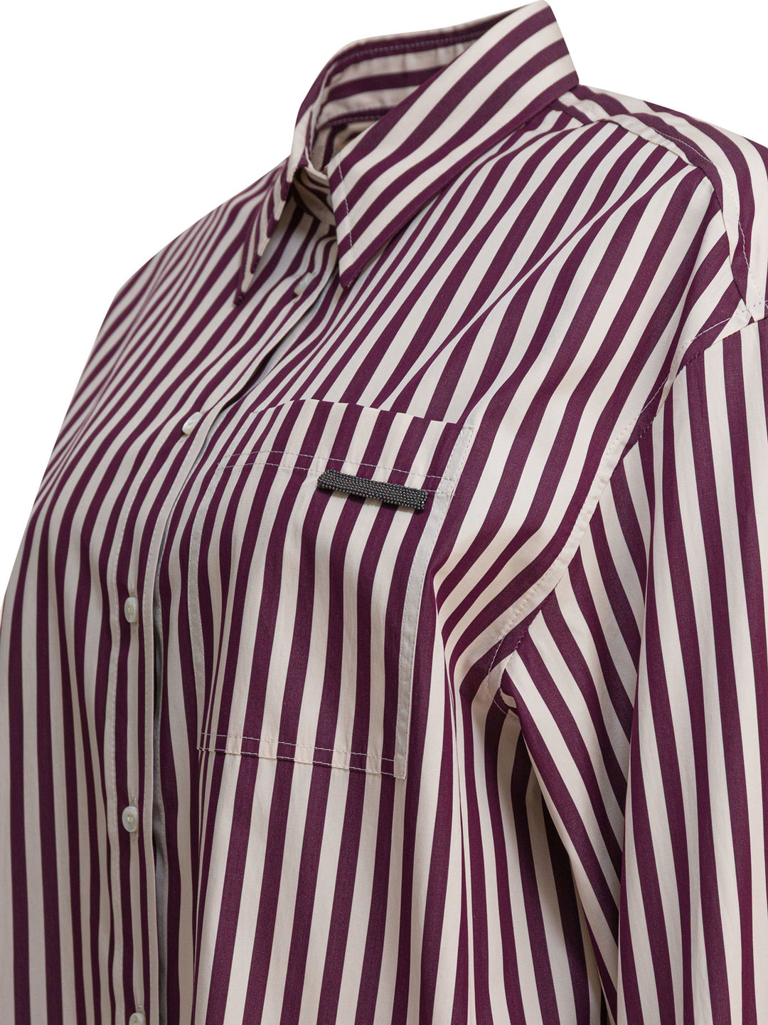 Brunello Cucinelli Cotton Poplin Shirt With Shiny Tab Shirts - Beige | 3ba9a37c036faa66c3a3b236d13e5bdf77e242fc