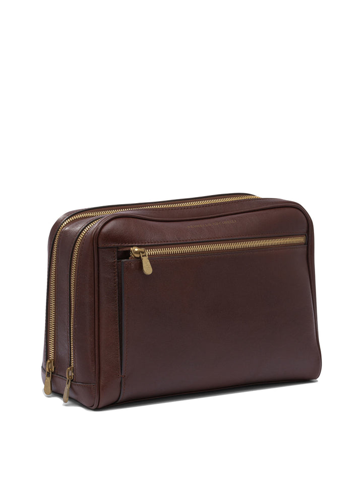 Brunello Cucinelli Leather  Bag Pouch - Brown | 56ec974f3ac1ba798a1533352bf1e5d40b754ab1