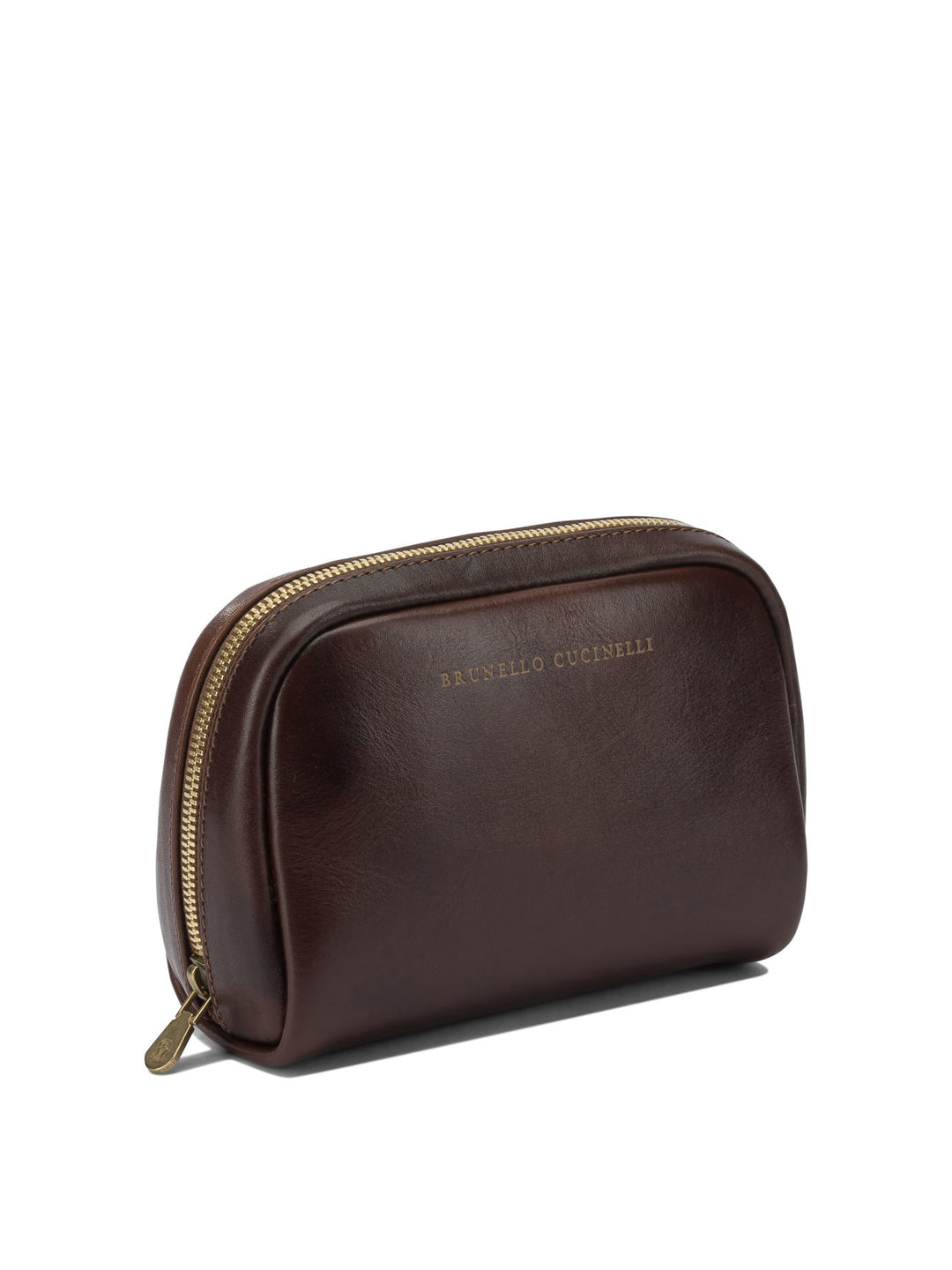 Brunello Cucinelli Leather Beauty Case Pouch - Brown | ee50ad79b97d0cc516ffdb81f39bb8ec3f79f4ba