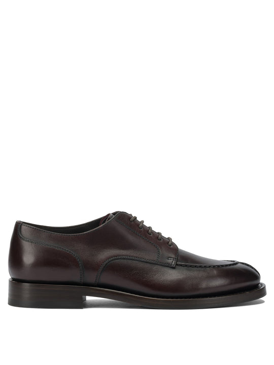 Leather Derby Lace-Up Shoes Brown