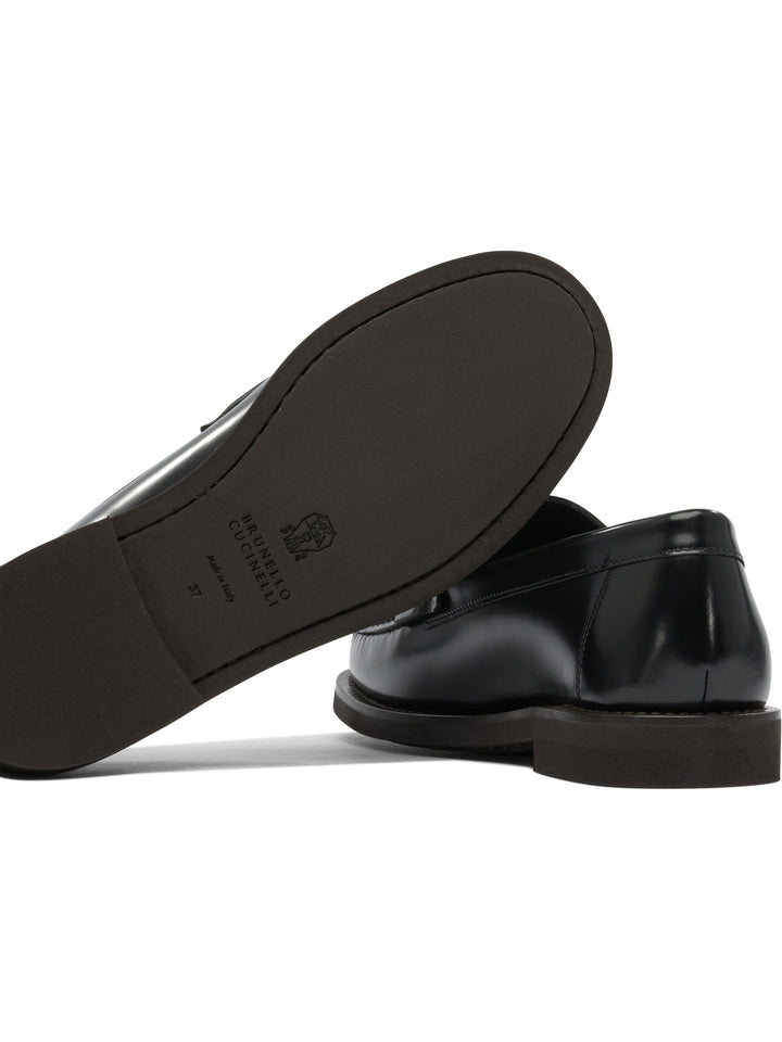 Brunello Cucinelli Leather Loafers With Jewel Detailing Loafers & Slippers - Black | ac7f2199e0f2be9fb481d4af7e1e9d097fba8a3e