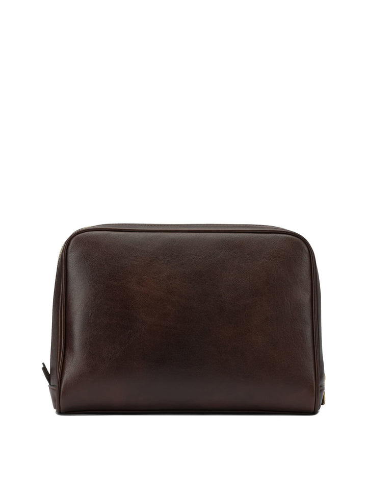 Brunello Cucinelli Leather Beauty Case Pouch - Bordeaux | 72cf96ce987b53697e9de1e19e5d9440cae3405d