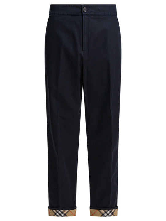 With Check Detail Trousers Black