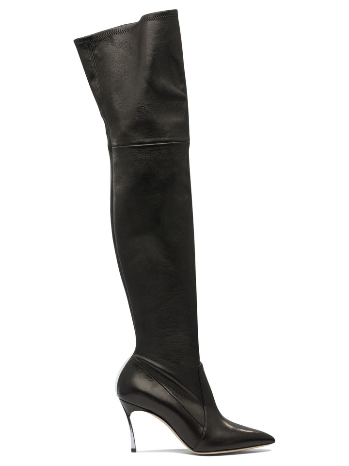Casadei Over-The-Knee  100mm Boots - Black | 8cda930df95d24a482cdebbace91c76bfa8fb80b