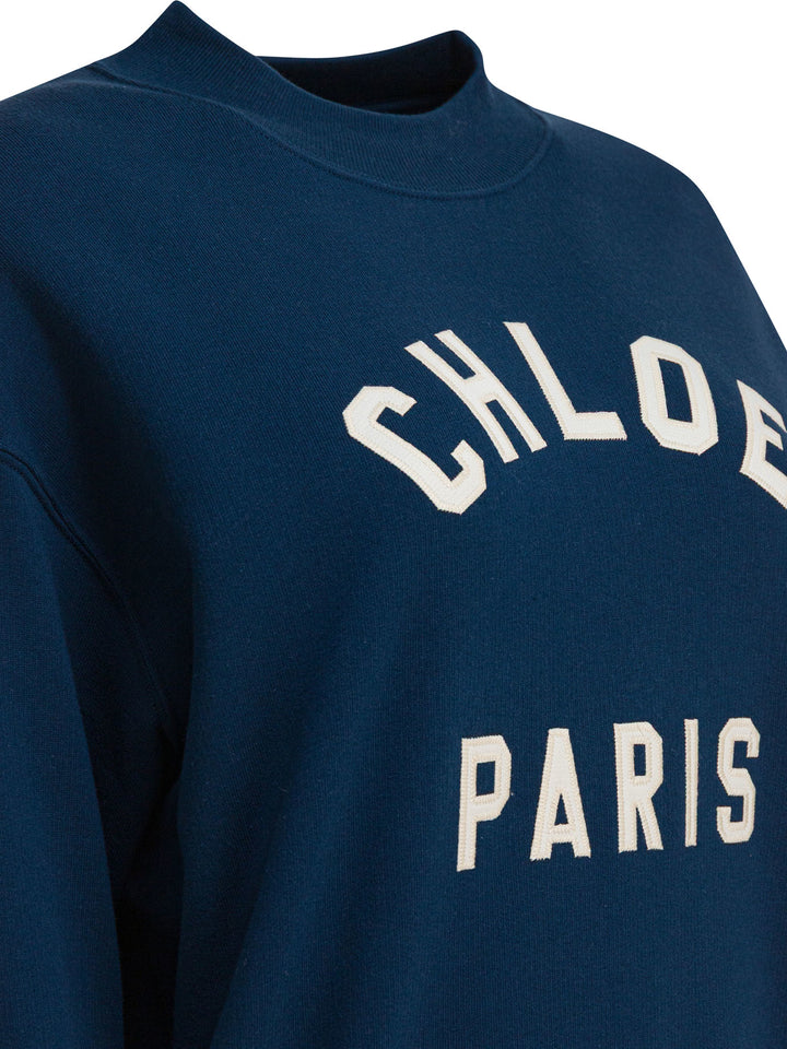 Chloé Sweatshirt With Logo Sweatshirts - Blue | 71b56391926dfae92f195e817168958b8bef4a71
