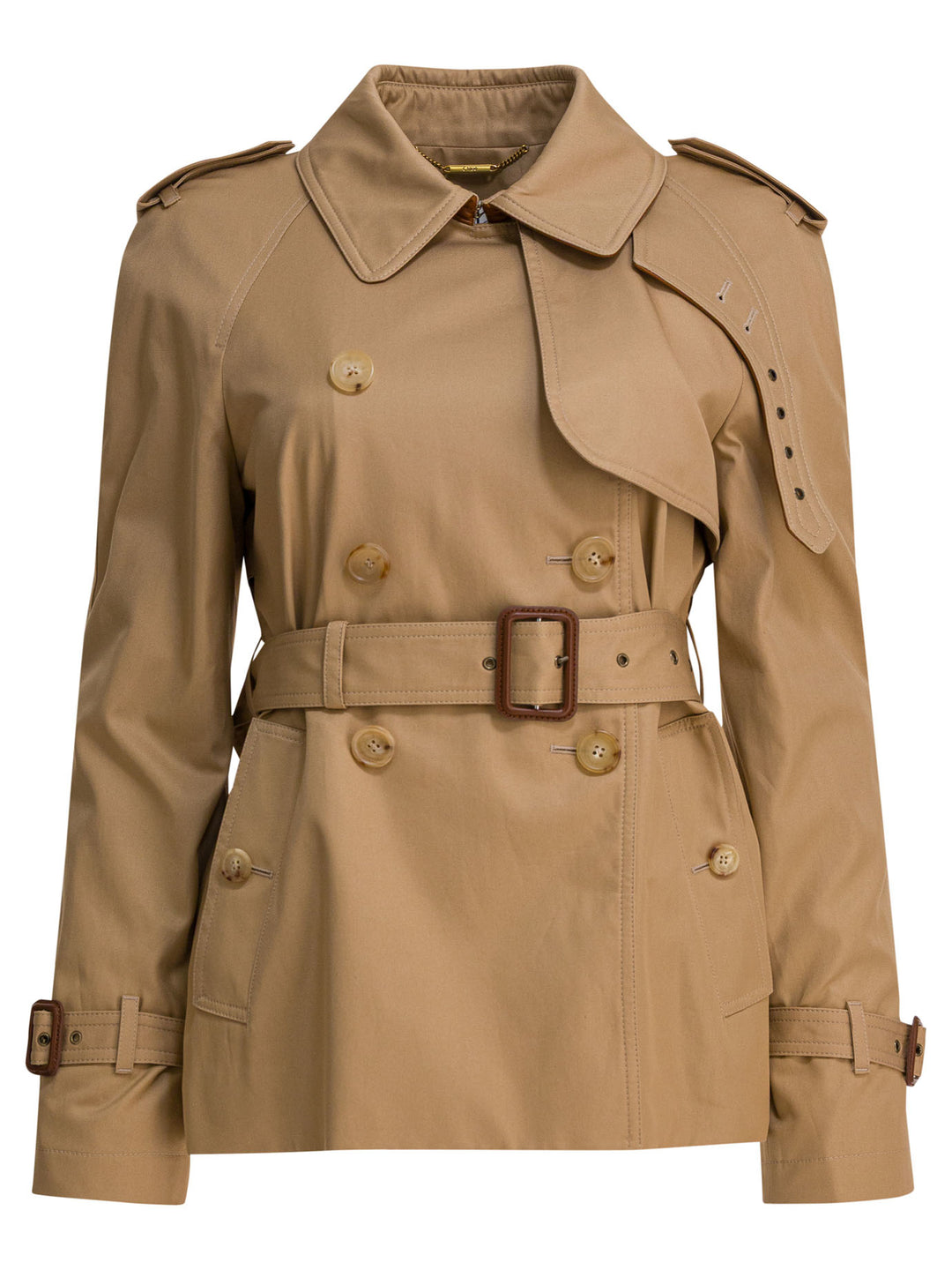 Chloé Short Cotton Gabardine Trench Coat Jackets and Coats - Beige | 798e70c5256745c9da02f27ccade29bc63624c65