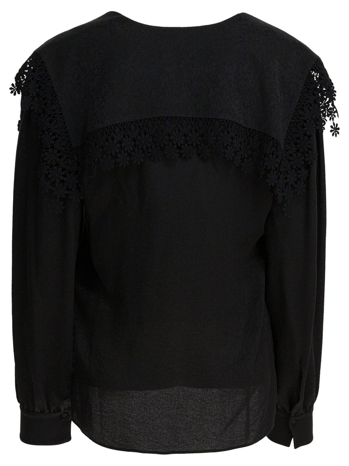 Chloé Blouse With Lace Collar Shirts - Black | ee6525b0f6e4310cd4ca2a094d7a78164db28b8a