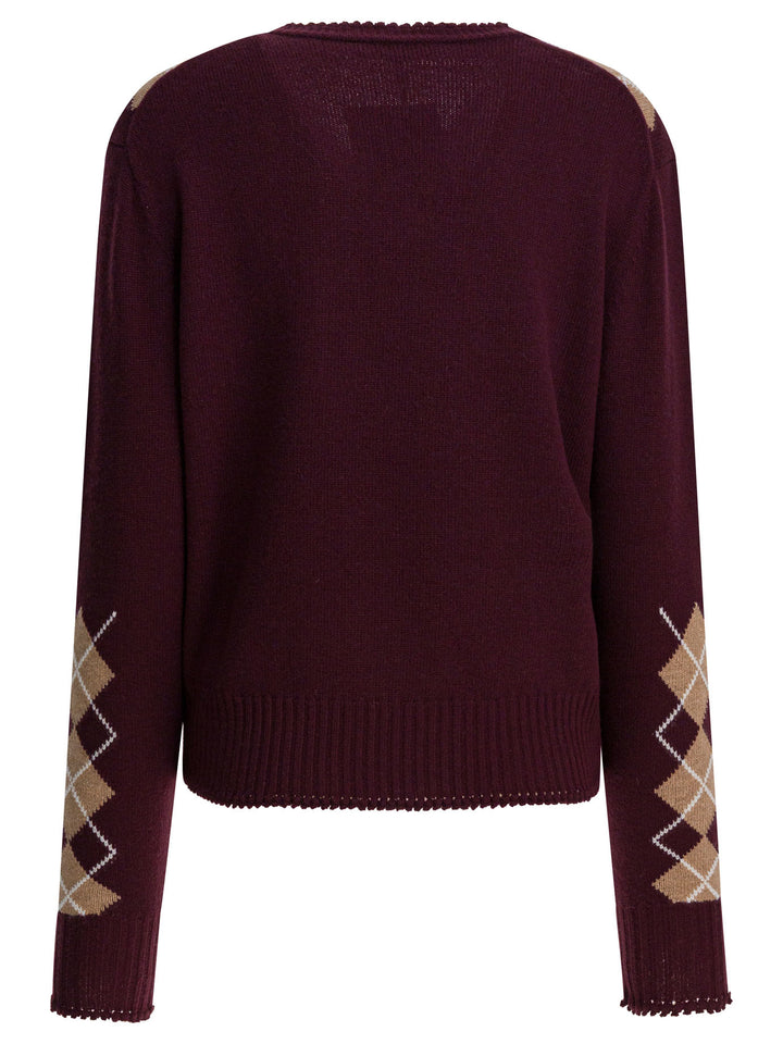 Chloé Wool And Cashmere V-Neck Sweater Knitwear - Bordeaux | 4874d2cf6186236461aec500369775ff50de7e43