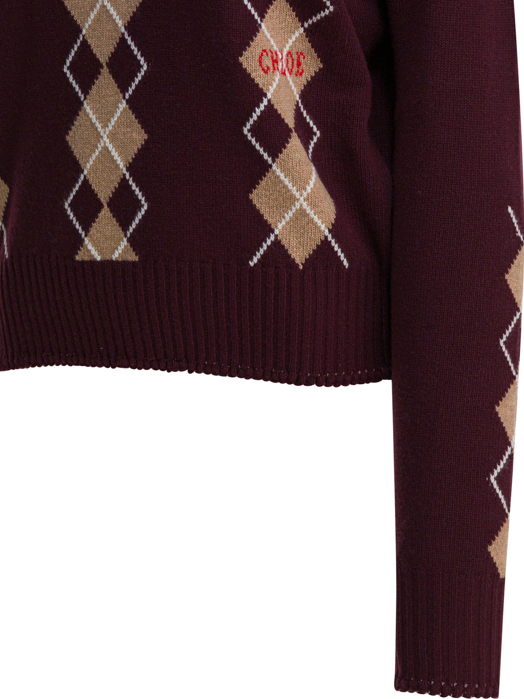 Chloé Wool And Cashmere V-Neck Sweater Knitwear - Bordeaux | 9697b81586f4443a8b87ec6ed9d51e96e5e50a0c