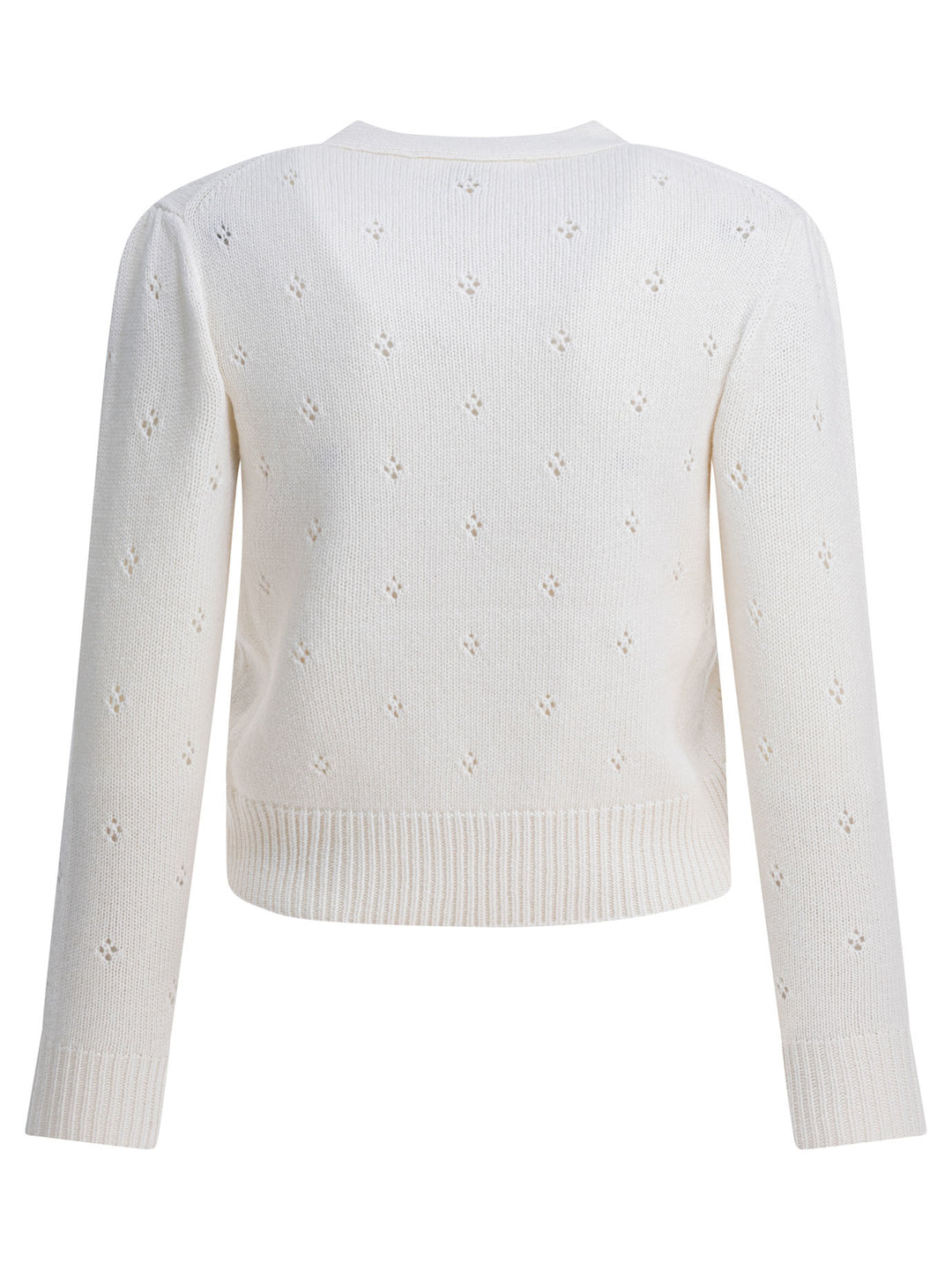 Chloé Perforated Wool And Cashmere Sweater Knitwear - White | 3ffd626e2f2668d9f56c5a489e6e4bc7a1f71b43