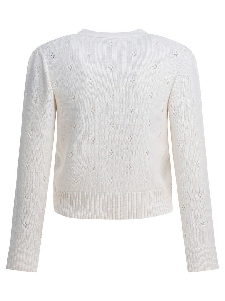 Chloé Perforated Wool And Cashmere Sweater Knitwear - White | 3ffd626e2f2668d9f56c5a489e6e4bc7a1f71b43