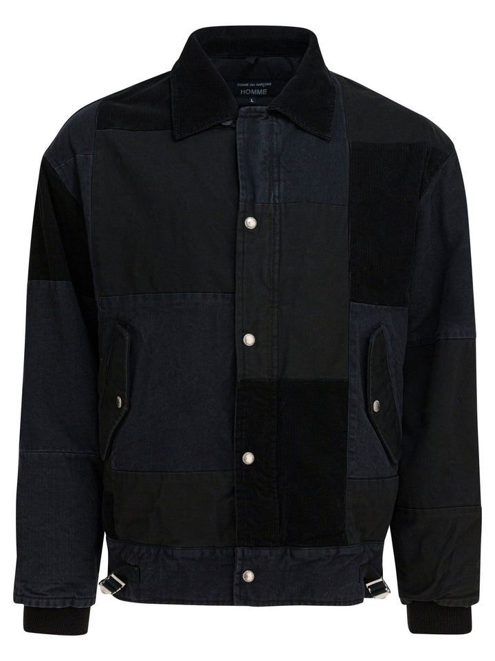 Comme Des GarçOns Homme Jacket With Tone-On-Tone Patchwork Jackets and Coats - Black | 764f5a5889fc07a1feee7d57f4f10f89b5c5edbd