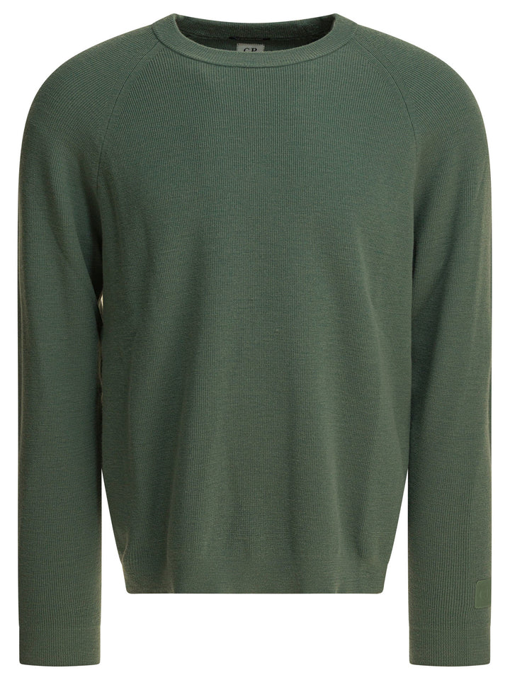 C.P. Company Wool And Silk Crewneck Sweater Knitwear - Green | 7c5566f4beafcfdd29d6ee99bedcc14b57fc7519