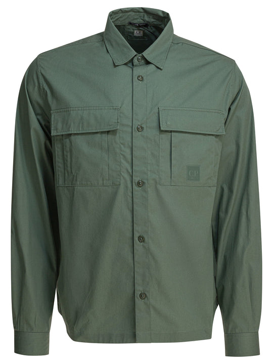 Cotton Gabardine Overshirt Shirts Green