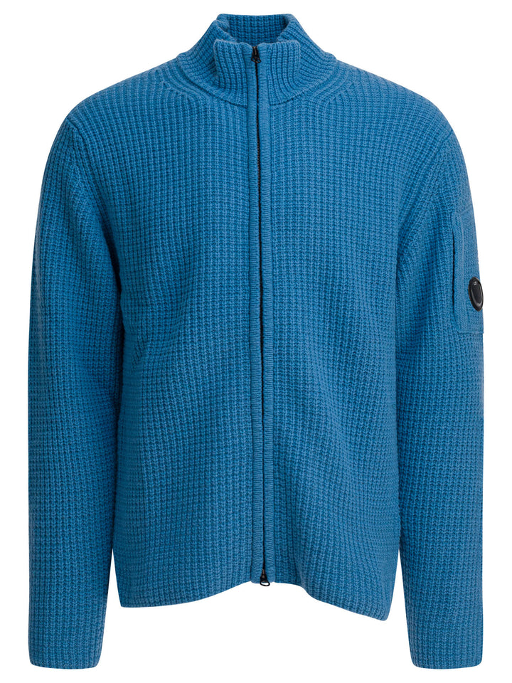 C.P. Company Grs Lambswool Sweater Knitwear - Blue | 954fce5a0d5948c3359d8ac87bed65d06a0bf674