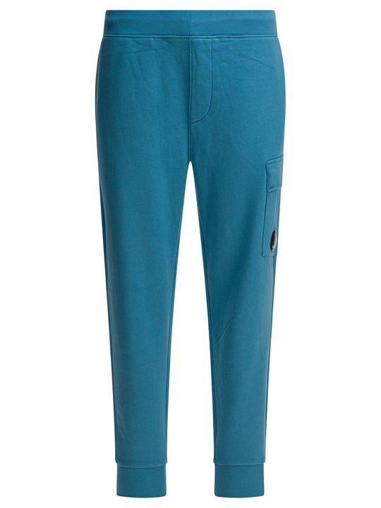 Diagonal Raised Fleece Sweatpants Trousers Light Blue
