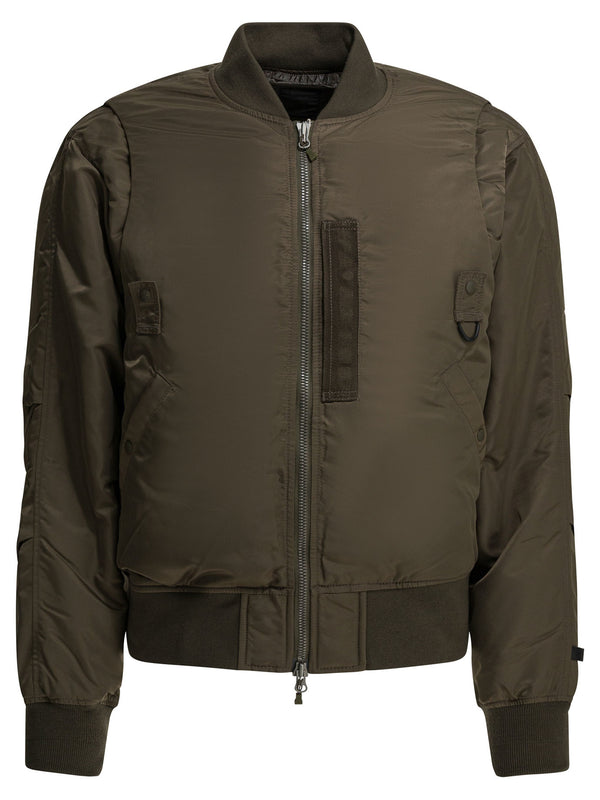 Nylon Zippered Bomber Jacket Jackets And Coats Brown