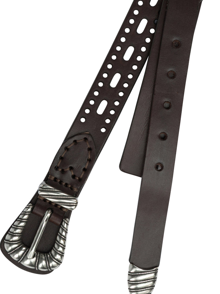 Etro Leather Belt With Perforated Details Belts - Brown | adc8686996772506dfb71af65c64213cc352d822