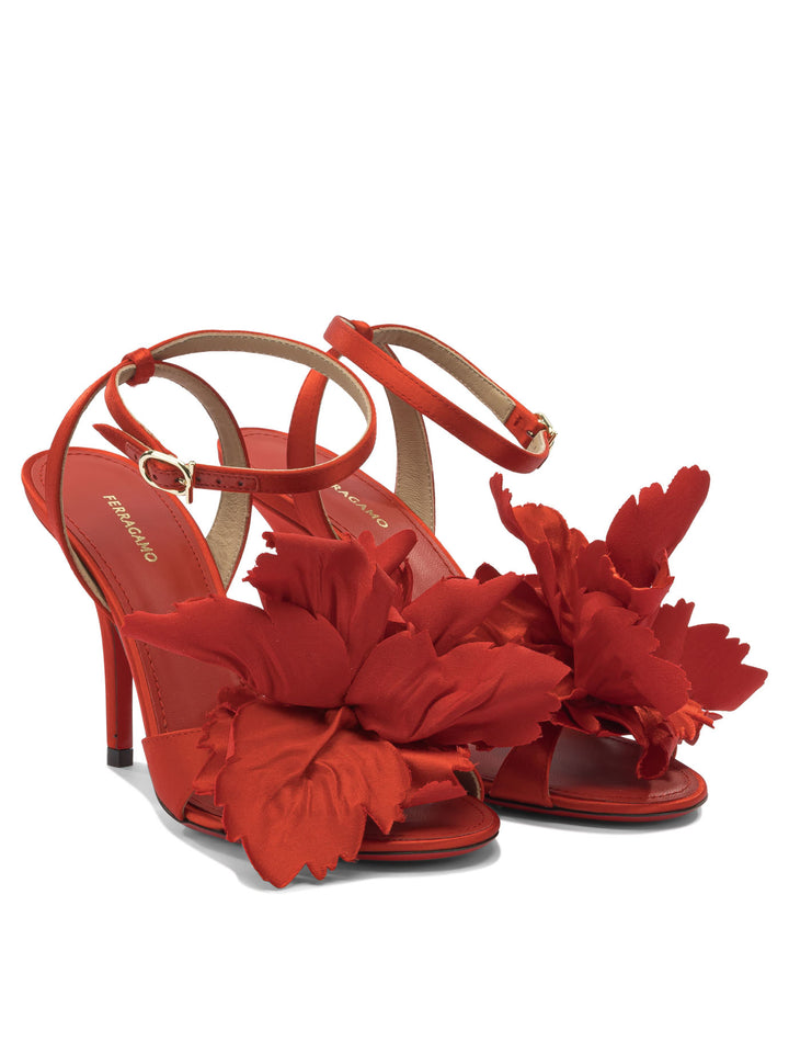 Ferragamo With Flower 90 Mm Sandals - Red | e4338de09675cf36fcabd7f1b00c07fef1c44d2c