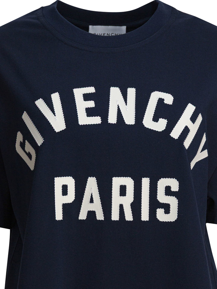 Givenchy T-Shirt With Givenchy Paris Logo T-shirts - Blue | 2941995a352f89cf2a30c1264c68c50a9762fb36