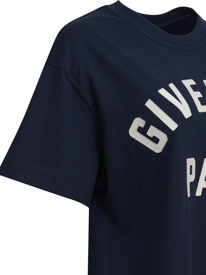 Givenchy T-Shirt With Givenchy Paris Logo T-shirts - Blue | bb50c65de0360bcd58c02cfcc49481e3fcdc565e