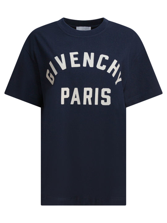 T-Shirt With Givenchy Paris Logo T-Shirts Blue