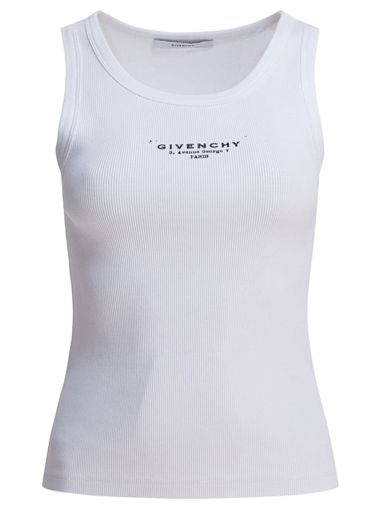 Cotton Tank Top With Logo Tops White