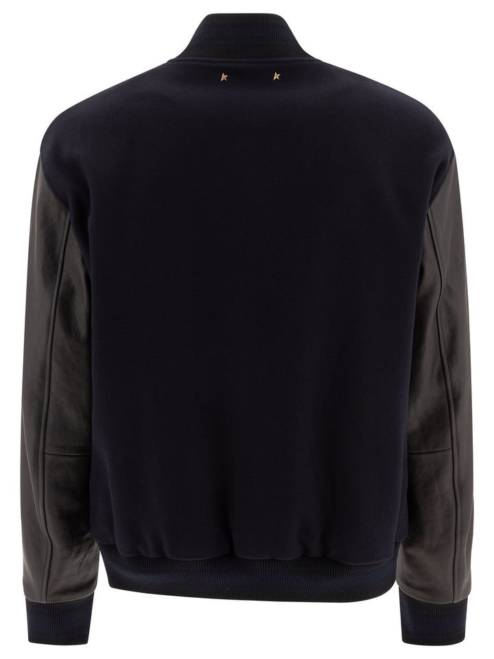Golden Goose Wool And Leather Bomber Jacket Jackets and Coats - Blue | 79b15cf64e539a026b97b35aefa079c601abd29e