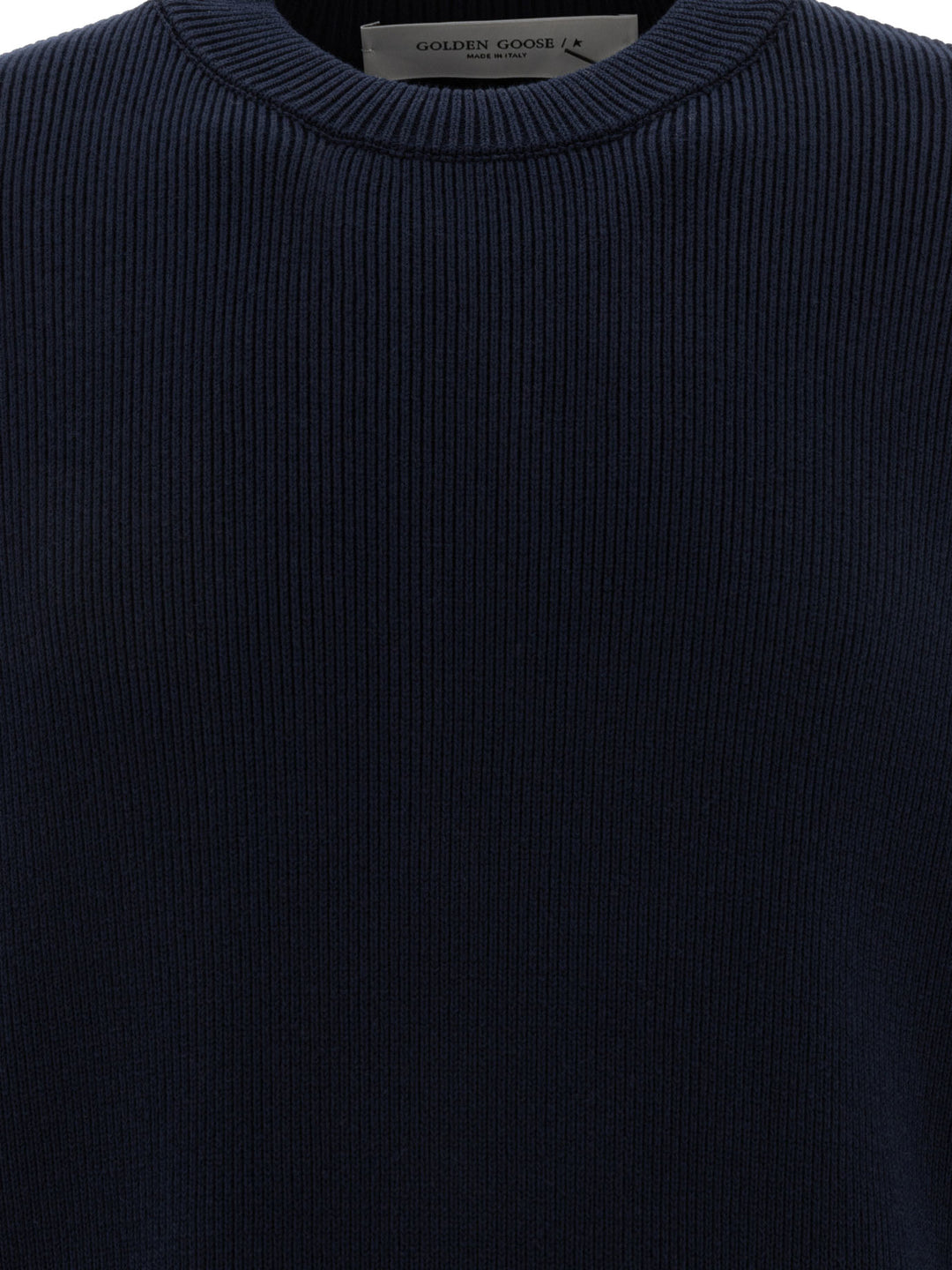 Golden Goose Crew-Neck Sweater With Logo Knitwear - Blue | 236d8e772d6a352d6f8ca4aefea4fe3fec0524d4