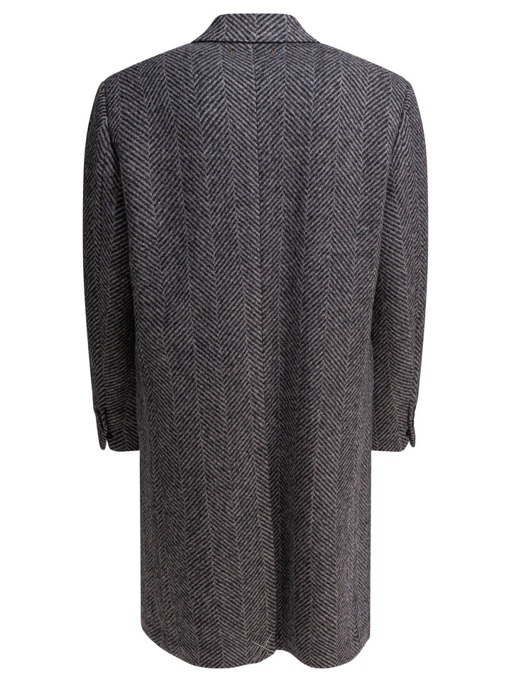Golden Goose Single-Breasted Herringbone Coat Jackets and Coats - Grey | bfeb6dd653413f02c67e9fc3b237769b87cc03e8