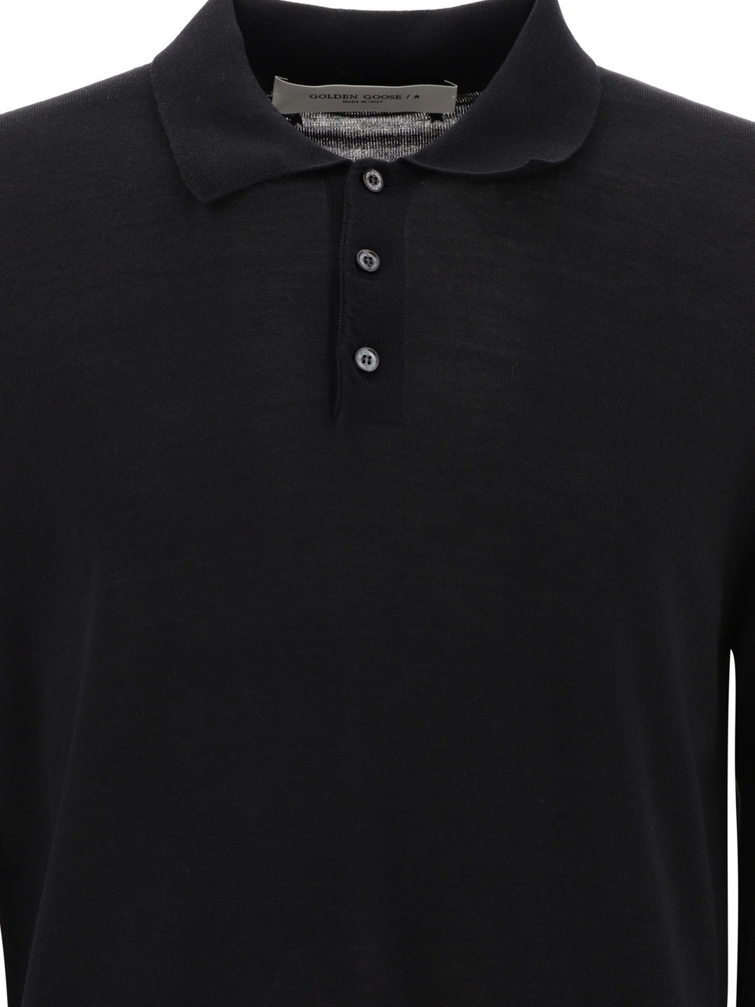 Golden Goose Wool Long-Sleeved Polo Shirt Polo shirts - Black | 5ba9e86b32a74377742d8faa1b58e69bc1270416