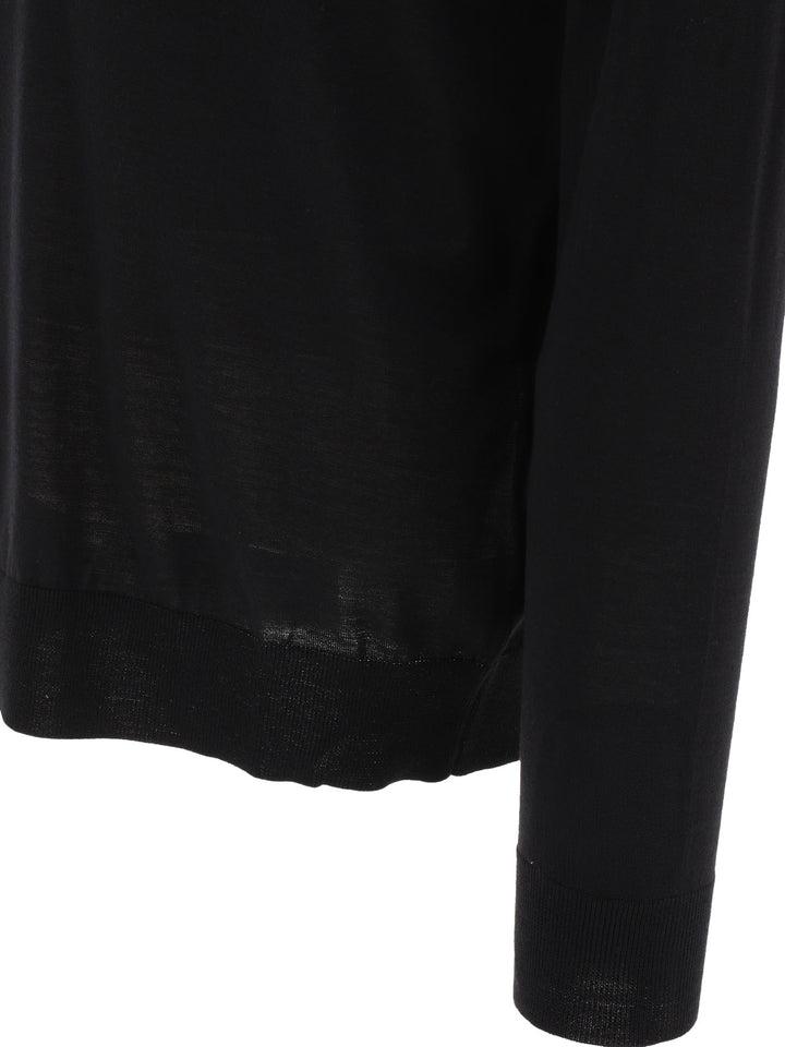 Golden Goose Wool Long-Sleeved Polo Shirt Polo shirts - Black | 0d6f5cb9324dde5d5acbb6ec8a32ba4759bcb268