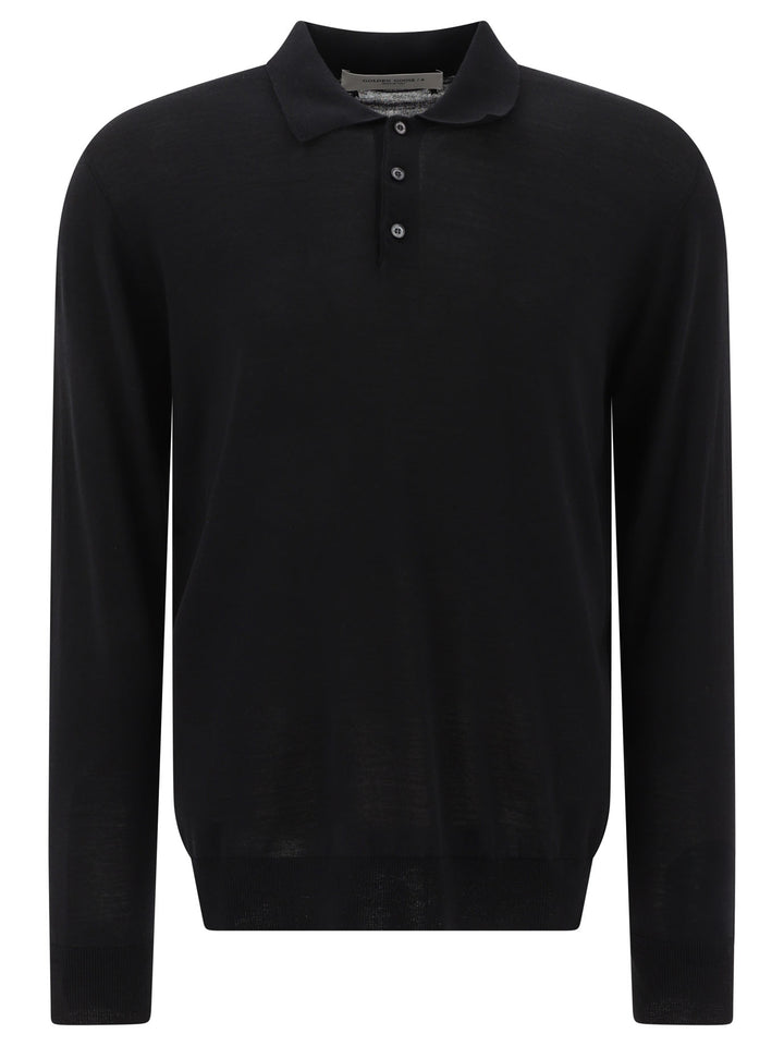 Golden Goose Wool Long-Sleeved Polo Shirt Polo shirts - Black | b95ec43aaee7cd66d1377818d6a2860b901ee2d2