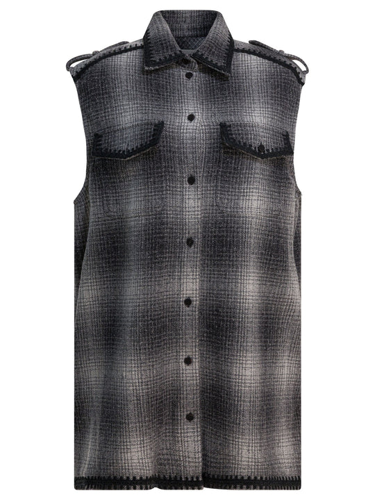 Wool-Blend Chemisier Dress Dresses Grey
