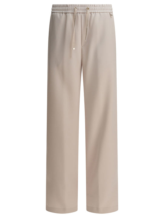 Pants With Elasticized Waist Trousers Beige
